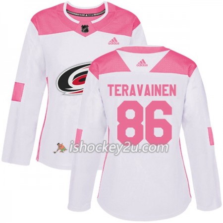 Dame NHL Carolina Hurricanes Trøje Teuvo Teravainen 86 Adidas 2017-2018 Hvid Lyserød Fashion Authentic